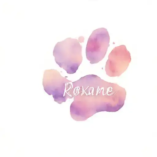 Dog Paw Print With Face Inside It And The Word Roxanne