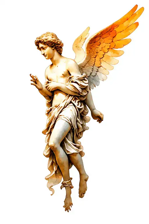 Angel In Graphic Style Tattoo Aesthetic Male Angel