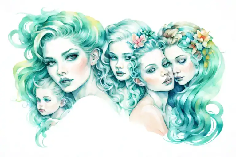 Baby Sirens Hiding Behind Their Mom