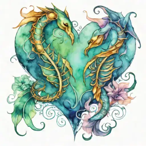 Scorpio And Pisces Symbol Intertwined Hearts