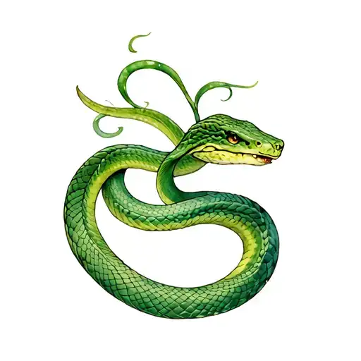 Green Snake Wrapped Round