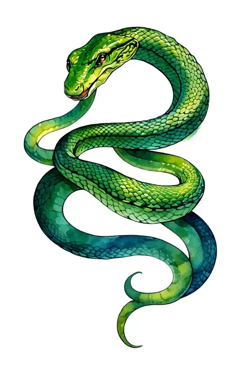 Green Snake Wrapped Round