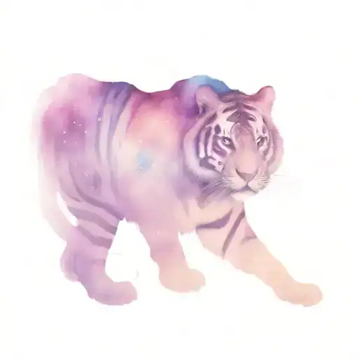Blue And Purple Tiger With Galaxy Inside