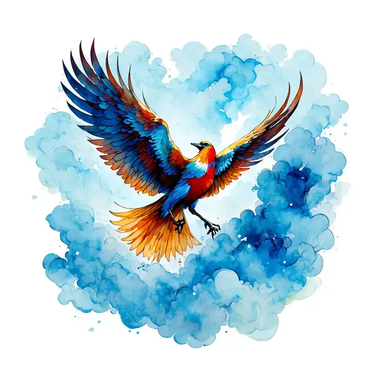 Looking Down On A Phoenix Flying Across The Sky