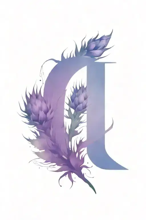 Initial R With A Thistle Simplistic Tattoo Based