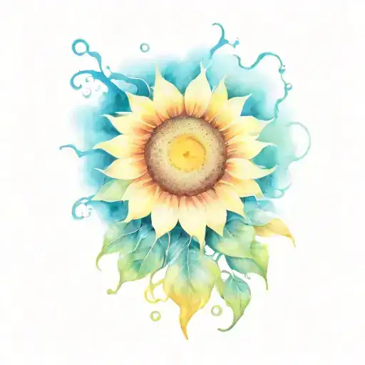 Sunflower Setting Like The Sun Over Water Waves