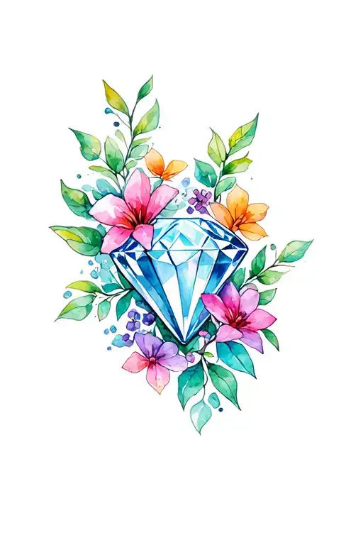 Flowers And Vines Wrapped Around A Diamond