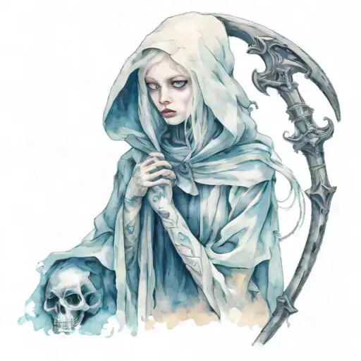 Albino Girl In Grim Reaper Outfit