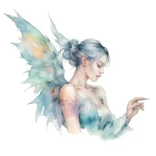 Girl With Dragon Wings Made Out Of Shadow