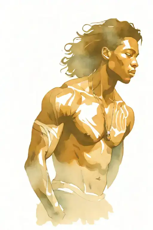 Muscular Black Boy With Wavy Long Hair