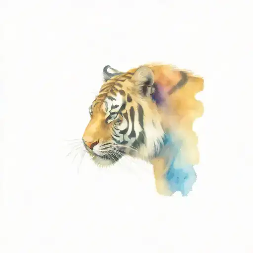 Tiger With Blue And Purple Galaxy Inside