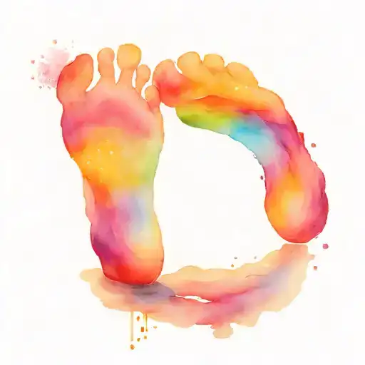 Baby Feet And Rainbow Memory Loss Watercolour