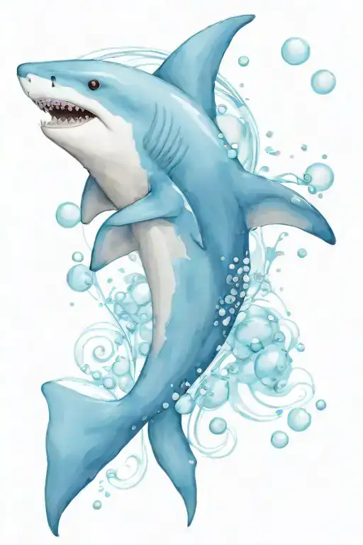 Feminine Shark With Bubbles