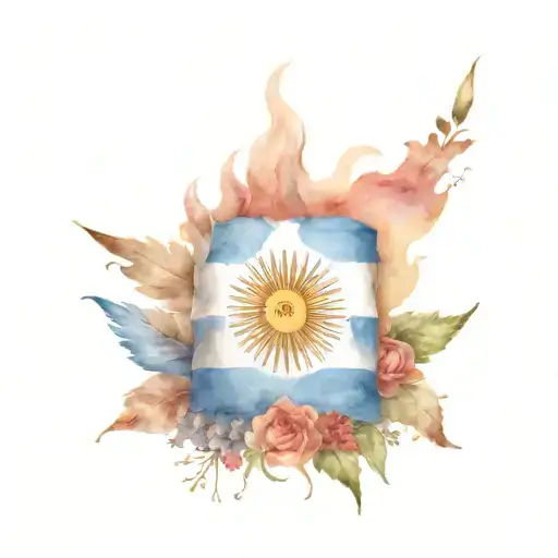 Argentina Flag With Nature Elements