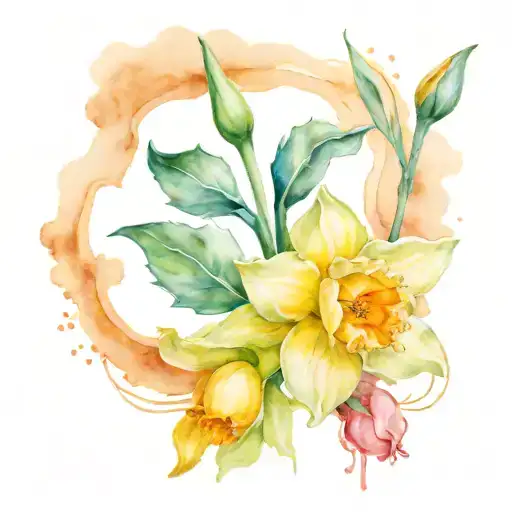 Daffodil And Rose Growing