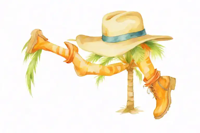 Hat And Boots Palm Tree Intertwined