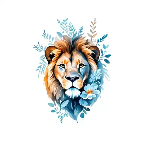 Lion And Flowers Growing