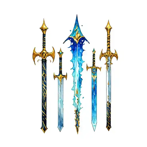 All 9 Weapons From The 9 Hashira From Demon Slayer With Water Colors