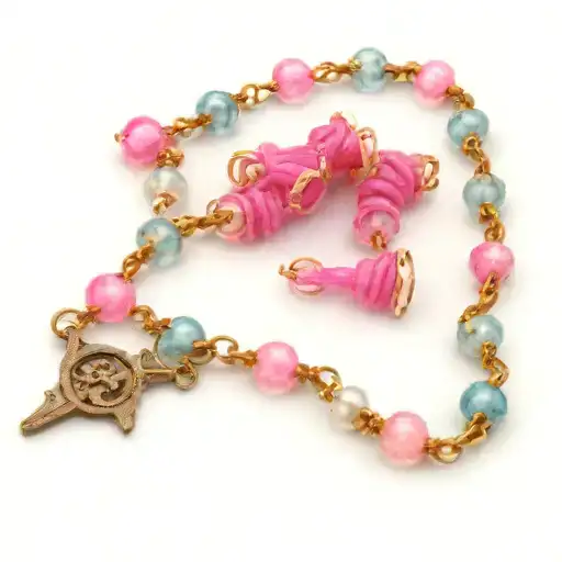 3D Rosary Beads Anklet Chain With Pisces Zodiac Sign