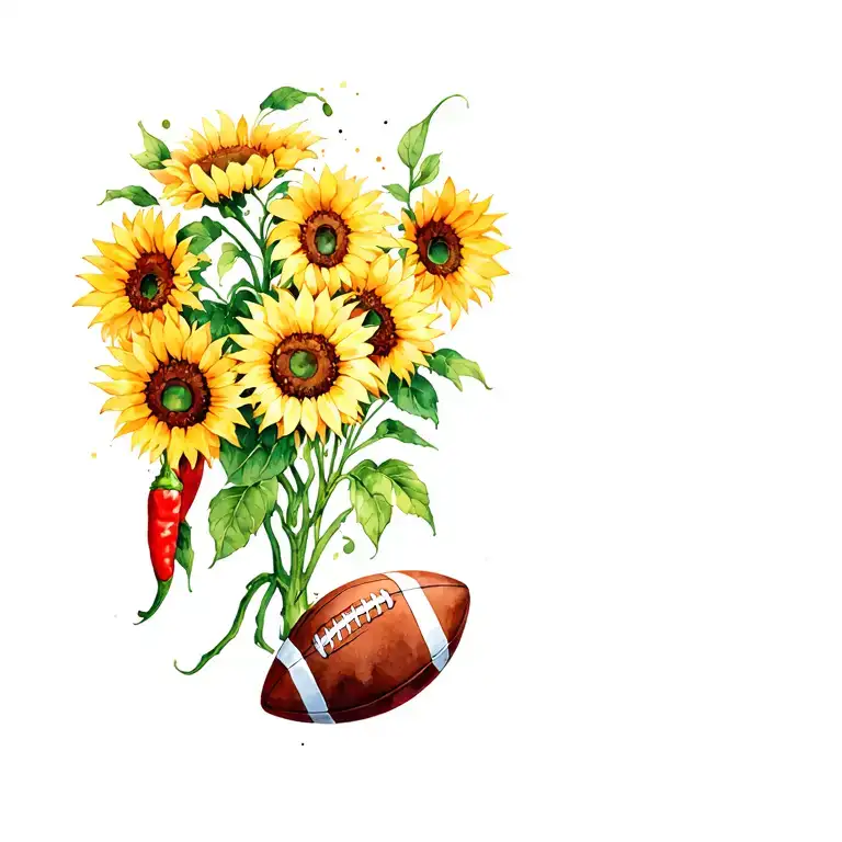 Sunflowers Chili Peppers And Football