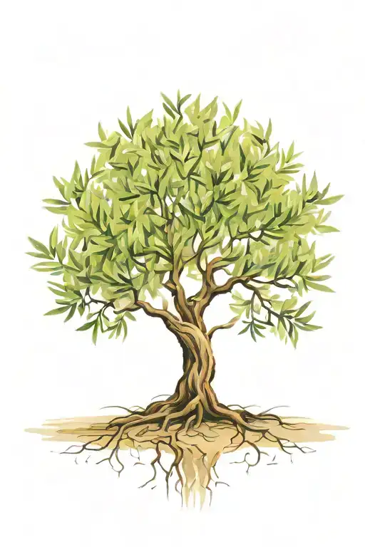 Simple Olive Tree With Roots