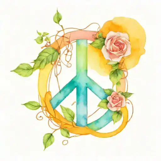 Peace Symbol With Vines And Roses Intertwined