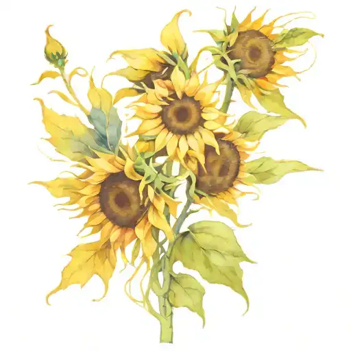 A Tattoo With Elements Intertwined With Van Gogh's Iconic Sunflowers As A Symbol Of Autism