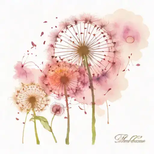 Dandelion Watercolor Tattoo For Mother And Daughter