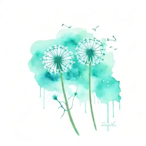 Dandelion Watercolor Tattoo For Mother And Daughter