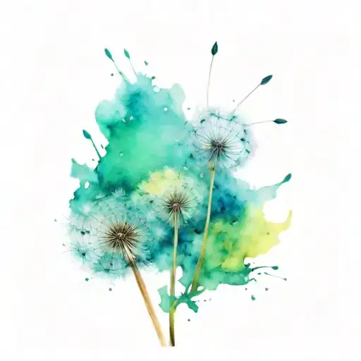 Dandelion Watercolor Tattoo For Mother And Daughter