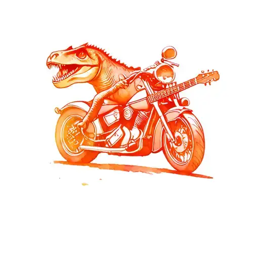 T Rex On A Motorcycle With A Guitar
