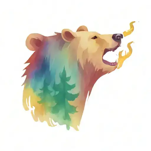 Forest And Bear With A Cigarette