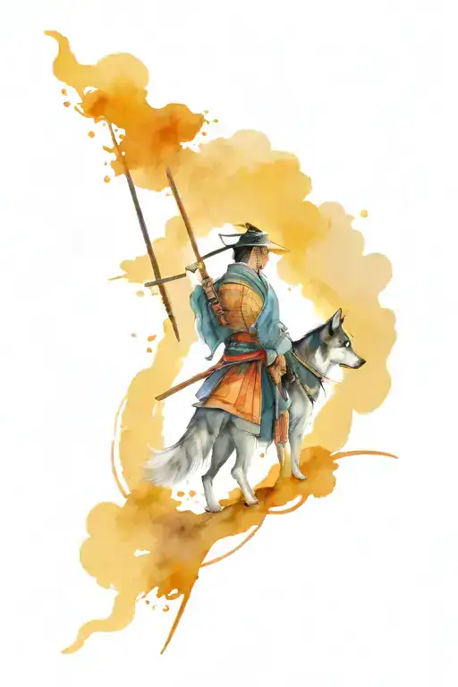 Samurai With Dog At His Side