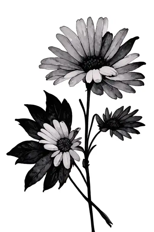 Daisy Flowers Large Black Leaves Growing
