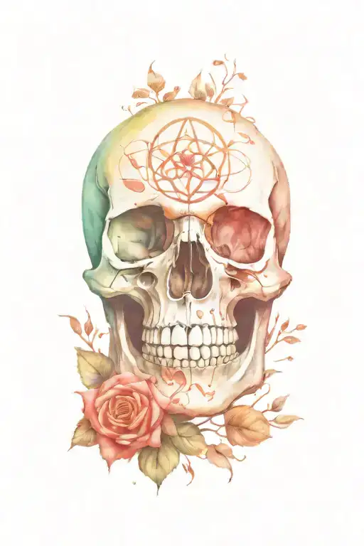 Skull With Seed Of Life Intertwined