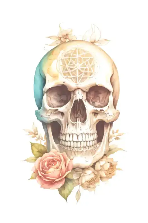 Skull With Seed Of Life Intertwined