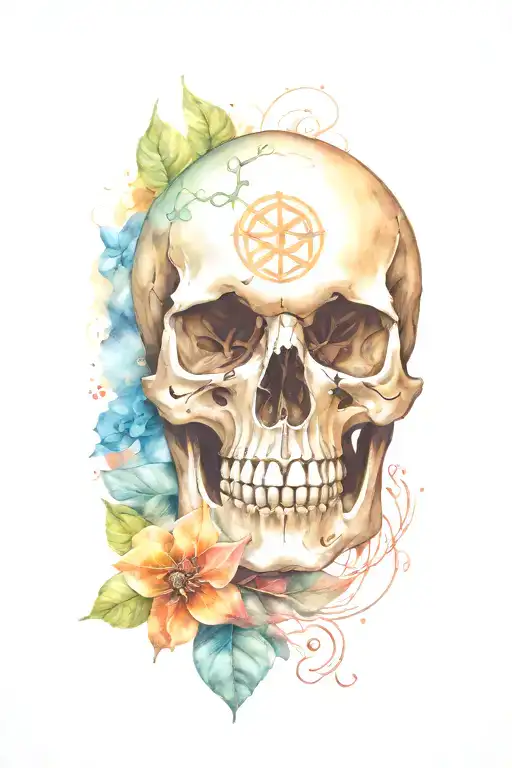 Skull With Seed Of Life Intertwined