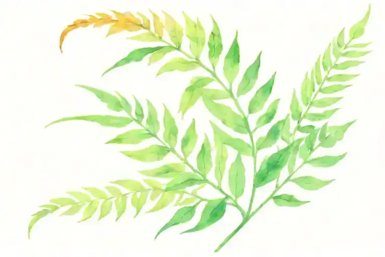 Fern Leaves That Are On Fire Flames