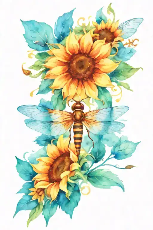 Dragonfly Sunflower Bee