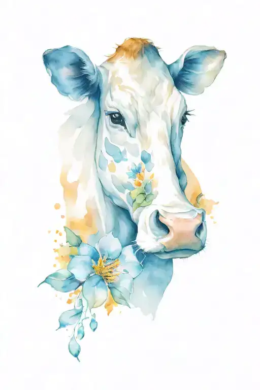 Cow With Flowers Growing