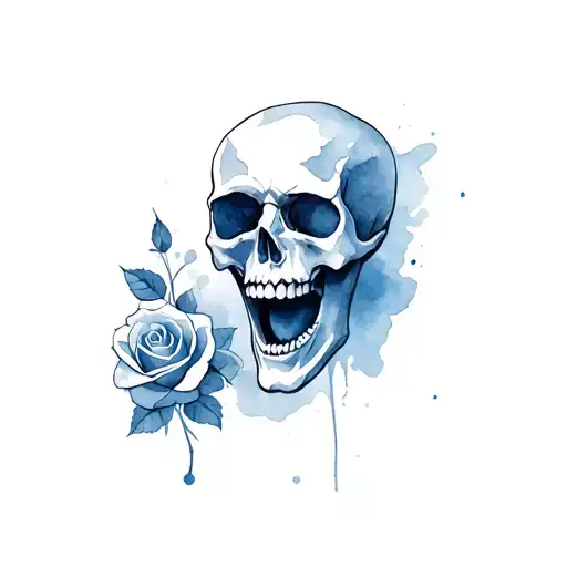 Screaming Skull With Roses Surrounding