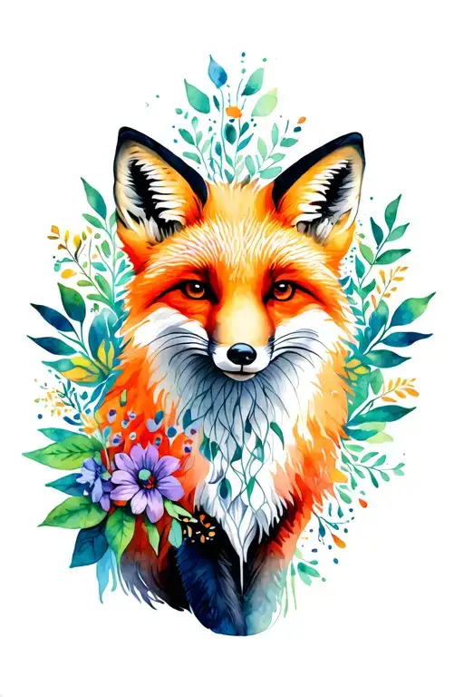 Flowers Fox Inside Mandala