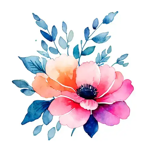 Line Art Flowers With Water Color To Represent 2 Dousghter Snd 2 Miscarriages