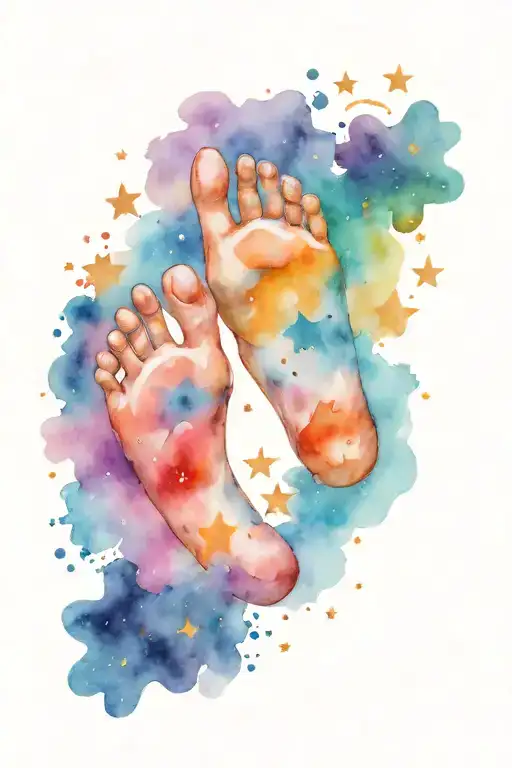 Baby Foot Print Surrounded By Stars