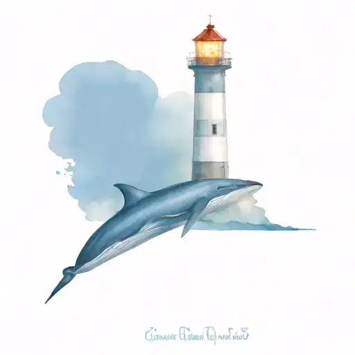 Lighthouse And Blue Whale