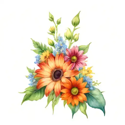 Gerber Daisy Sunflower And Cosmos Flower Bouquet