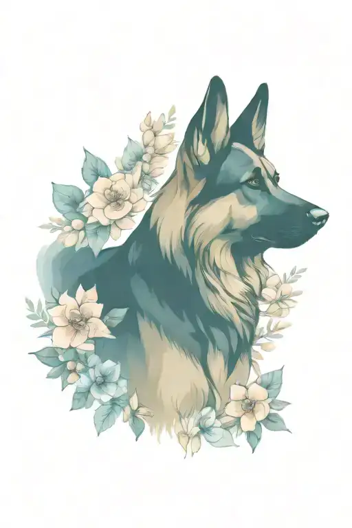 German Shepherd Flowers Blooming