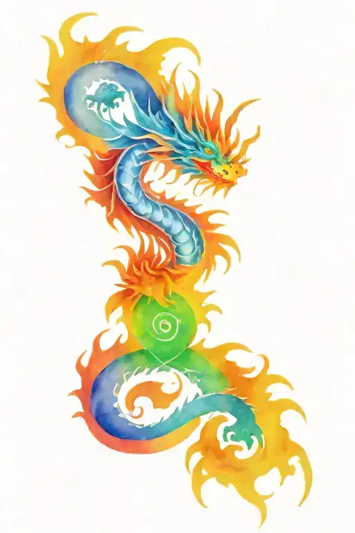 Chakra Dragon Up Spine Tattoo With Chakra Points