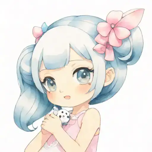 Little Girl Meeting Kuromi And My Melody