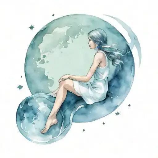 Girl Sitting On The Moon